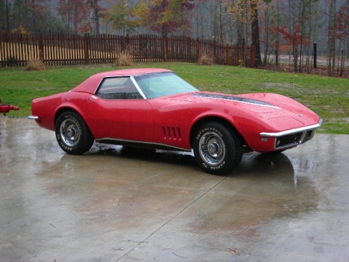 The newest member of the family, a 68 red Vette