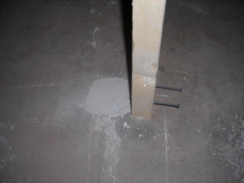 One of the jig legs where the glue block came loose from the floor