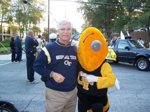 Me and Buzz, the Georgia Tech Mascot, at the Homecoming Ramblin Wreck Parade