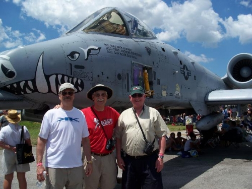 Jim Anderson, me and Jim Carter in front of an A-10 Warthog