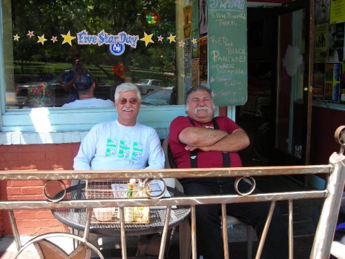 Your's truly (right) with Bob Zahner at a sidewalk cafe in Athens