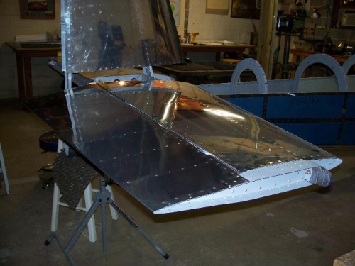 The right elevator, pinned to the horizontal stabilizer