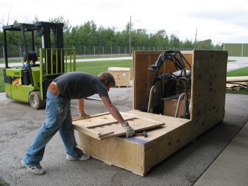 Breaking down the airframe crate