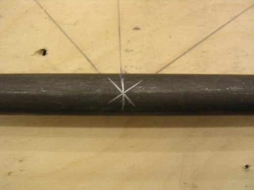 Marked with a welding pencil