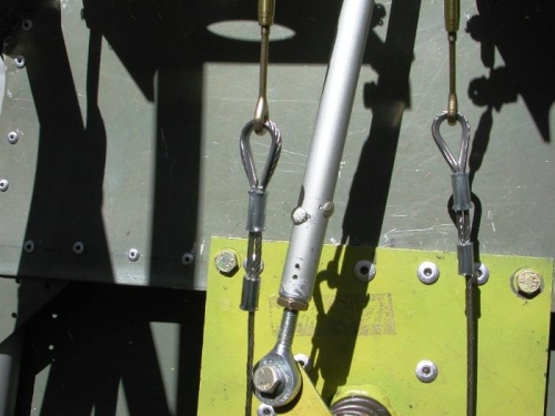 Swaged rudder cables pedal end