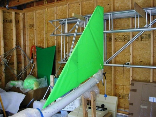 Covering completed vertical stabilizer
