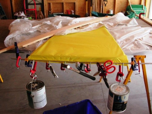 Stretching rudder fabric