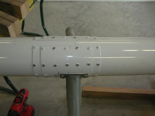 Rivets in place, side view