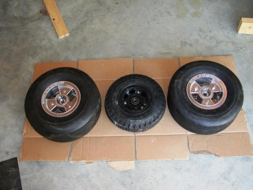 Tires mounted on main and nose wheels