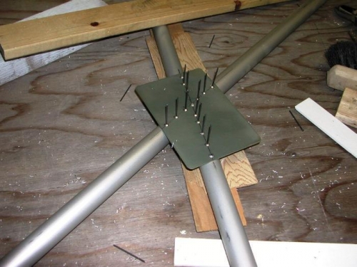 Riveting center gussets in place