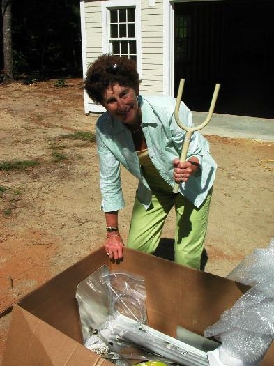 Jeanette unpacking carton