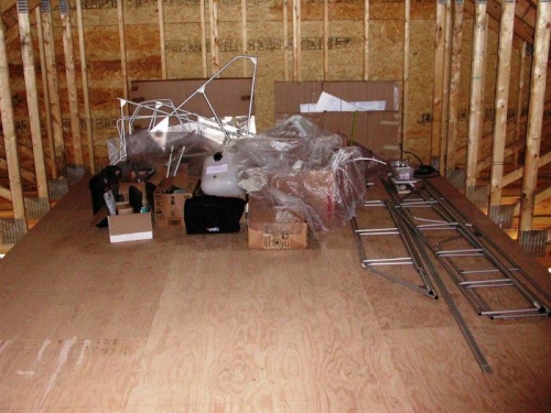 Parts stored in garage attic