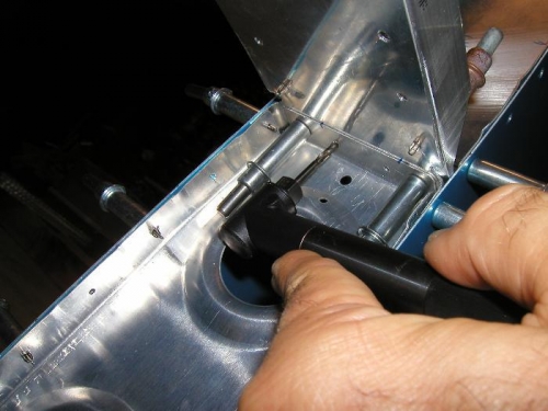 Back drilling the HS405 rib to the front spar