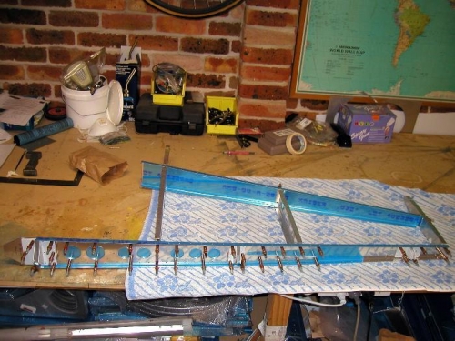 Ribs and front spar clecoed together