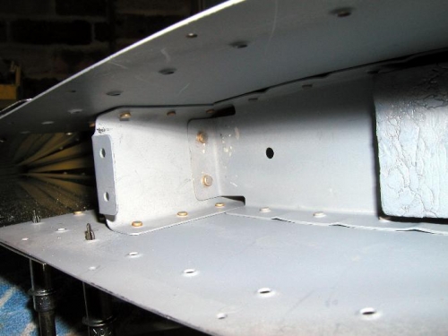View of the rivets on the front of the spar and counter balance skin