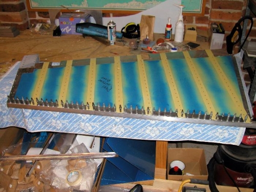 Every hole with a cleco holding the skins firmly in place against the strait angle