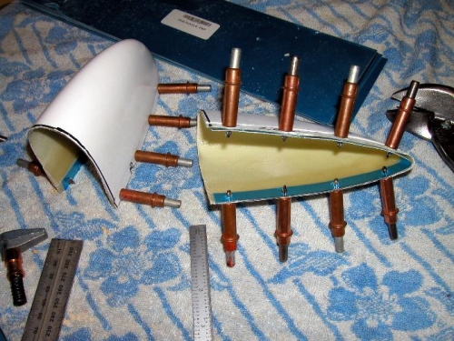 Aluminium strips back drilled to the tips