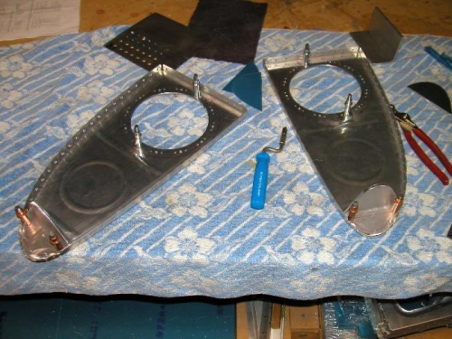 Tank attach brackets cut and clecoed in place