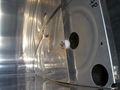 Sender mounted on rib and installed into tank for test fitting