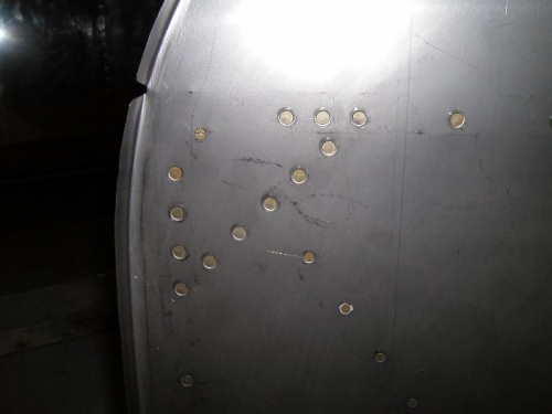Close up of flush rivets
