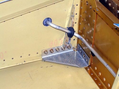 Right corner support bracket drilled to fuselage side