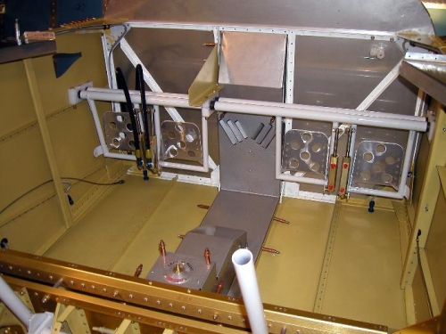 Fuel servo covers, brakes and rudder pedals installed