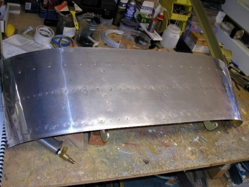 Top view of tipup canopy with flush rivets at the front and pop rivets at the rear
