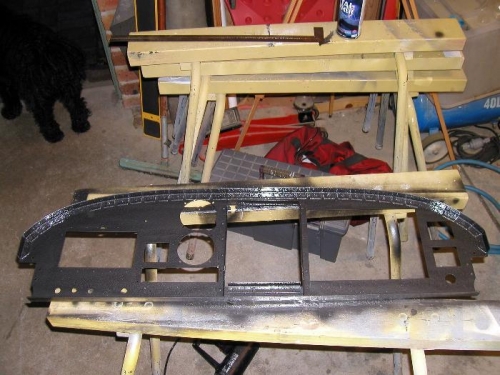 Rear of the panel with brackets to support the GPS and the big cutout for  the Dynon Skyview