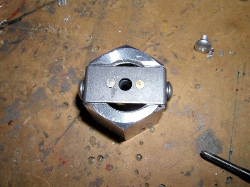 Wheel nut with end drilled out to 1