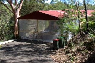 External view, I think I need to install some windows with fly screen to stop it blowing away