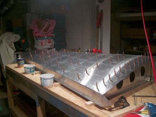 Clecoed and first rivets waiting for the gun.
