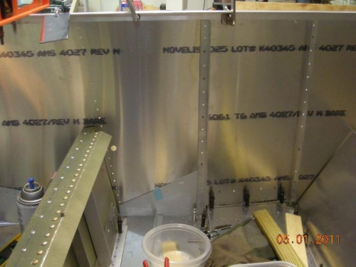 Inside of right skin with gear uprights & side doubler