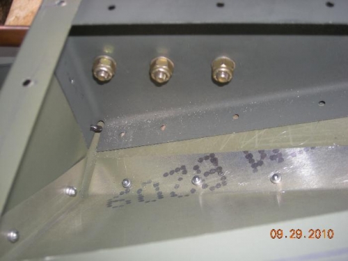 Left aileron balance arm ribs after  tightening.