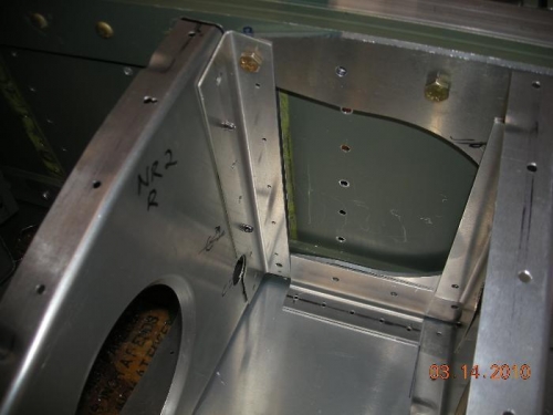 Bottom spar angle and spar doubler, between nose ribs 1 & 2.