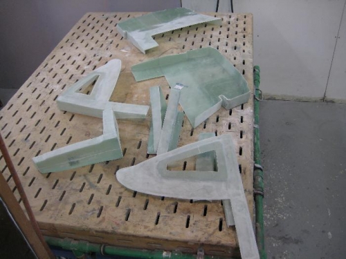 Sand/prepare fibreglass components