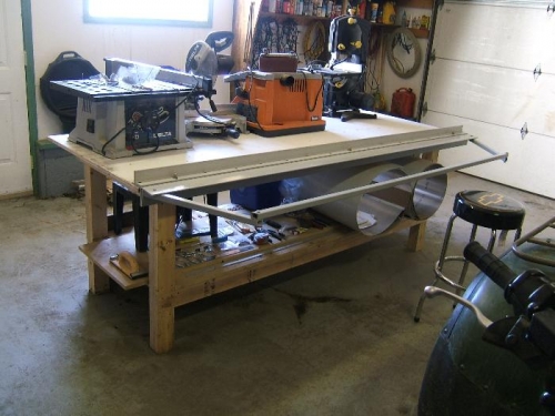 Work table and brake.