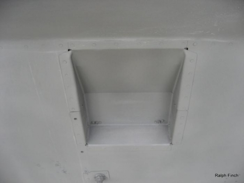 Close-up of primed recess box in firewall