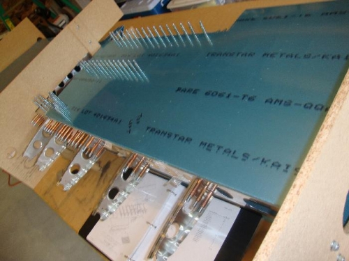 Clecoed Left Aft Skin to Rear Spar