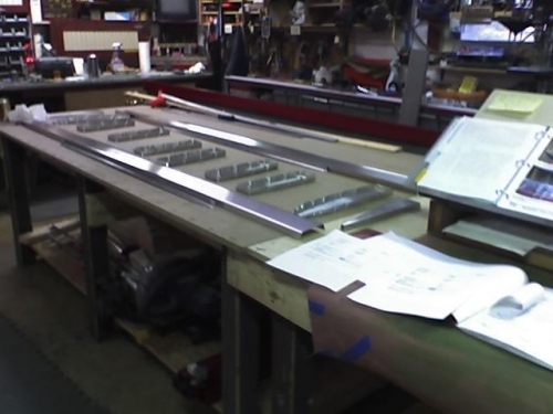 Parts for Hor Stab layed out on Bench