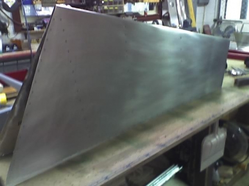 Rudder Trailing Edge Skin drilled and ready to receive Skeleton