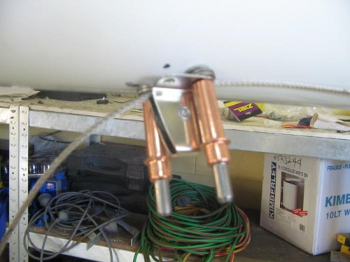 pulley for tailwheel extension cable clecoed in place