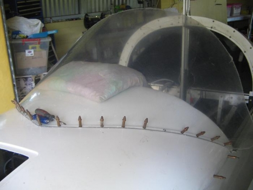 windshield clecoed in position.