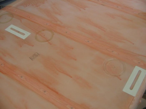 strut attach plate and aileron horn access plates in position