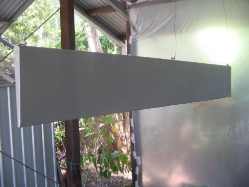 flap suspended from rafters