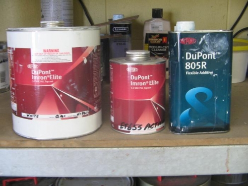 Imron Elite topcoat with activator and flex agent.