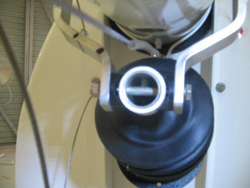 doubler fitted to rear of push/pull tube horn pivot bolt and riveted in position