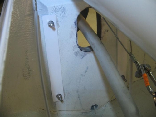 clamp plates on inside of transom