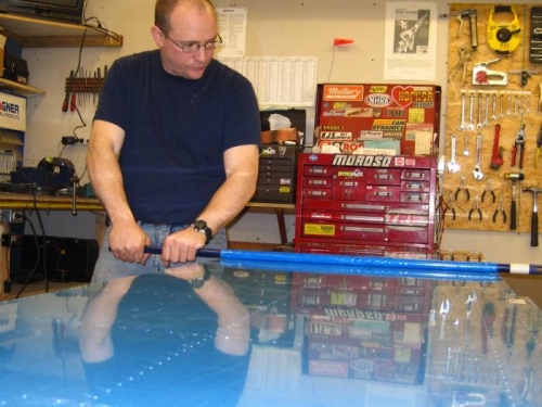 peeling off blue protective covering