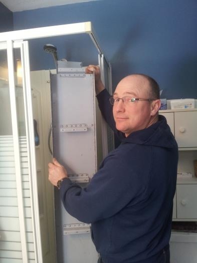 Used shower to rinse off soap that was used to check for leaks