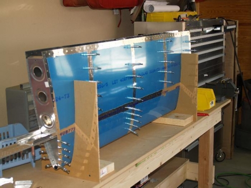 Right skin clecoed in place and match drilled